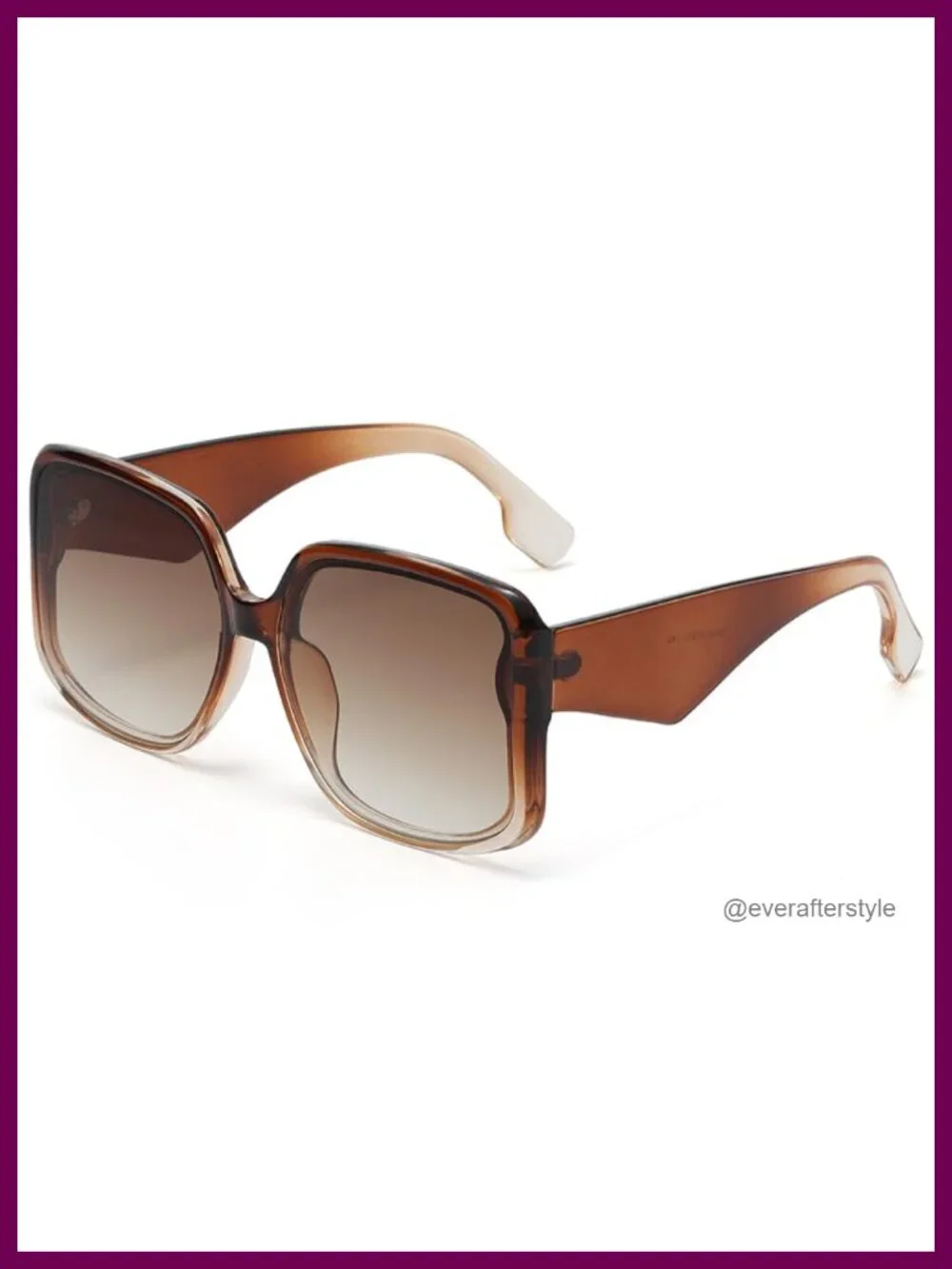 Oversized Square Sunglasses Women Gradient Brown Lenses Fashion Eyewear